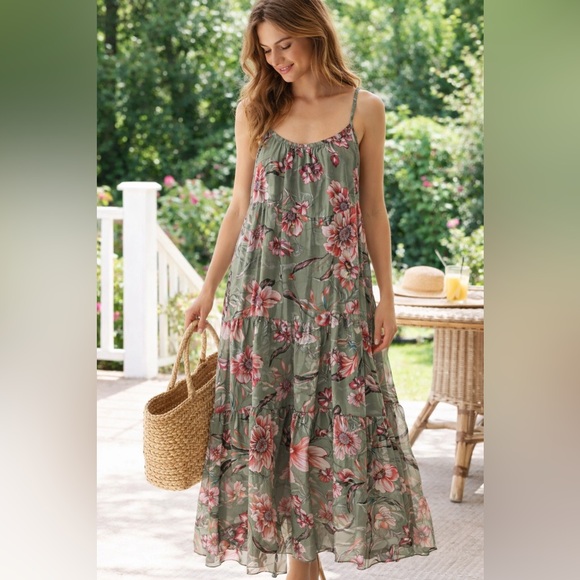 Elena Baldi Dresses & Skirts - Elena Baldi Silk Blend Floral Sundress Italy Boho S